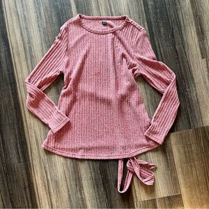 Dusty Red Ribbed Maternity Blouse